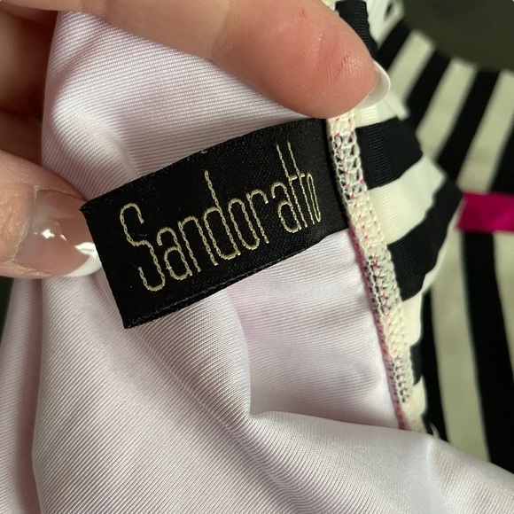 SANDORATTO Striped Polka Dot Bikini Swimsuit Swimwear Monte Carlo Buckle Front L - Picture 7 of 9